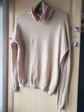 Aritzia Babaton Wool Cashmere Blend Neutral Beige Turtleneck Sweater